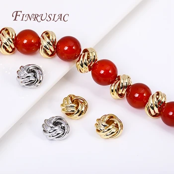 10X7Mm 18K Vergulde Messing Gevlochten Spacer Kralen, Gatgrootte 3Mm Separators Voor Kralen, Diy Sieraden Maken Benodigdheden Groothandel