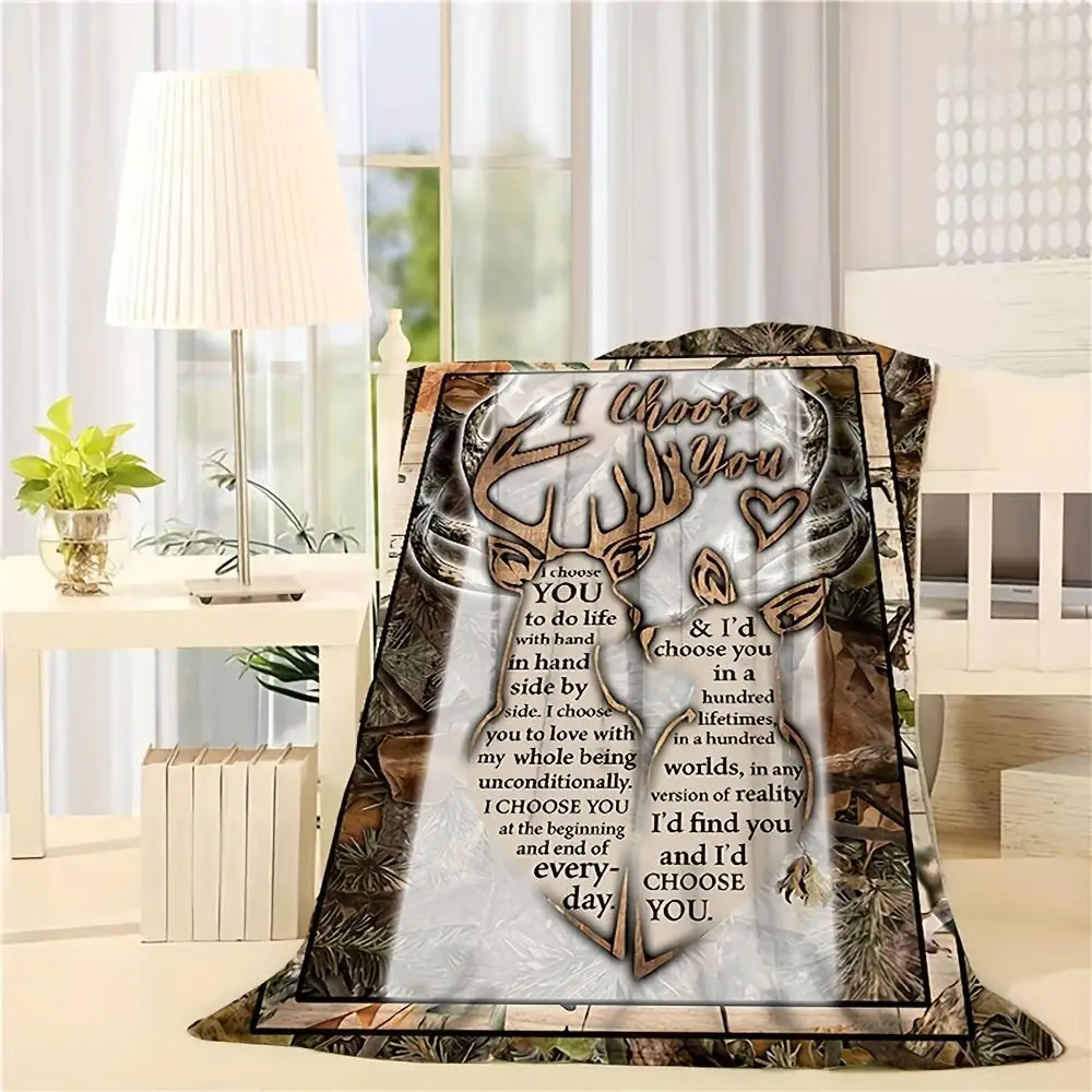 

Envelope Deer Print Flannel Blanket Soft and cozy Suitable for travel Office Sofa Bed Home Decoration Four Seasons