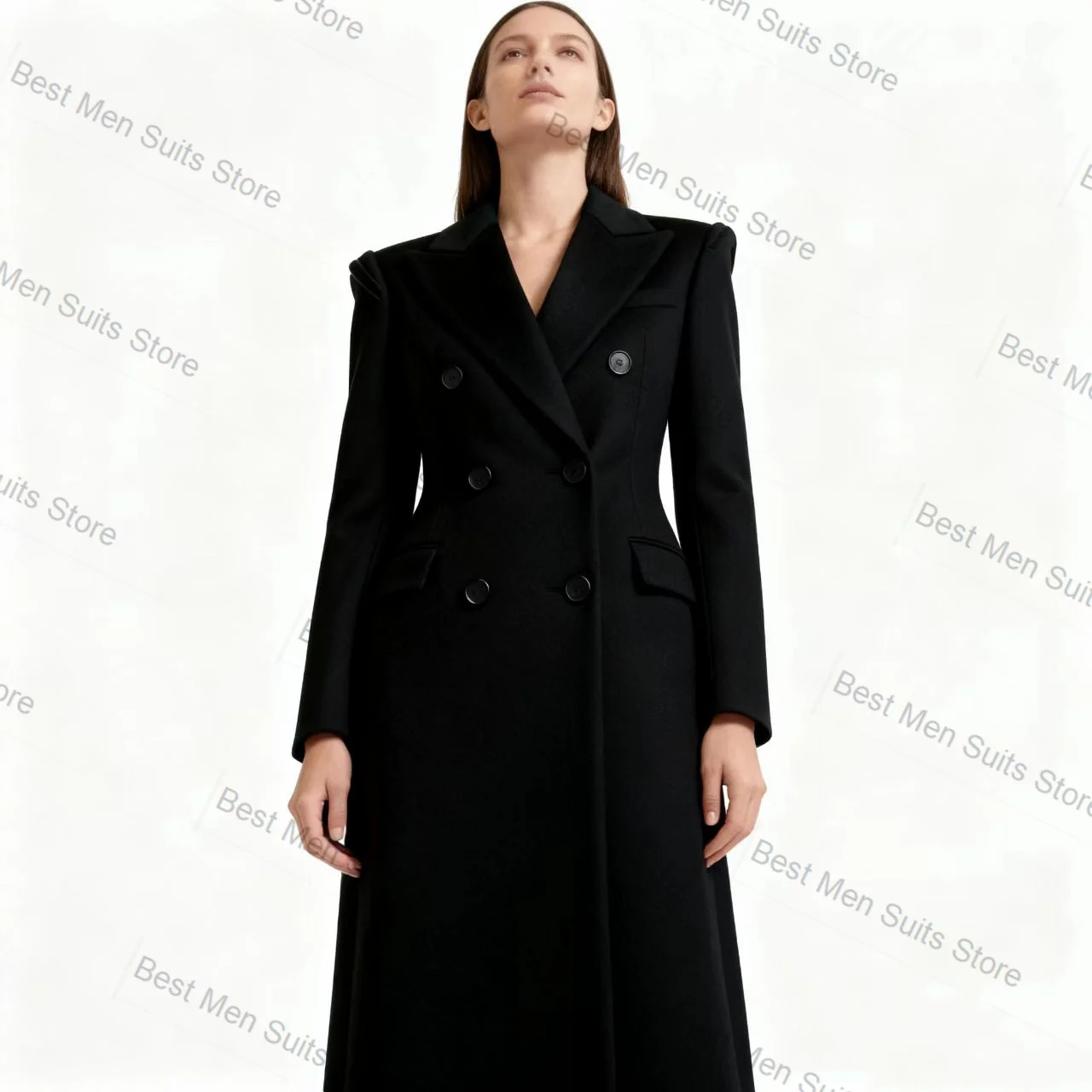 Costume noir pour femmes, 1 pièce, Blazer Long, robe de bal, automne printemps, veste de bureau formelle en coton, manteau d'invité de smoking de mariage personnalisé
