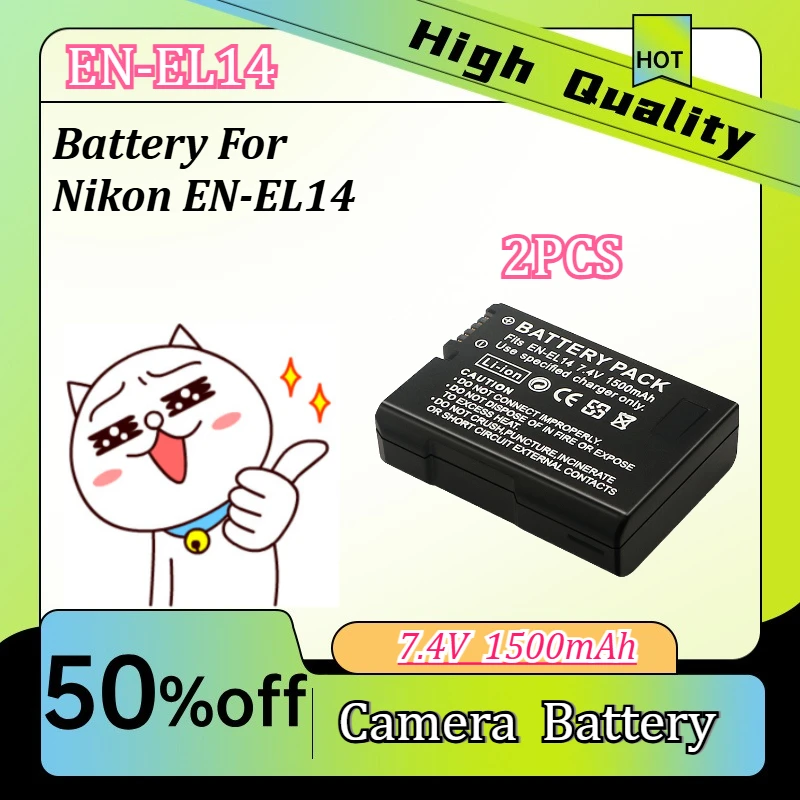 7.4V 1500mAh EN-EL14a Fully Decoded Camera Battery Compatible with Nikon EN-EL14