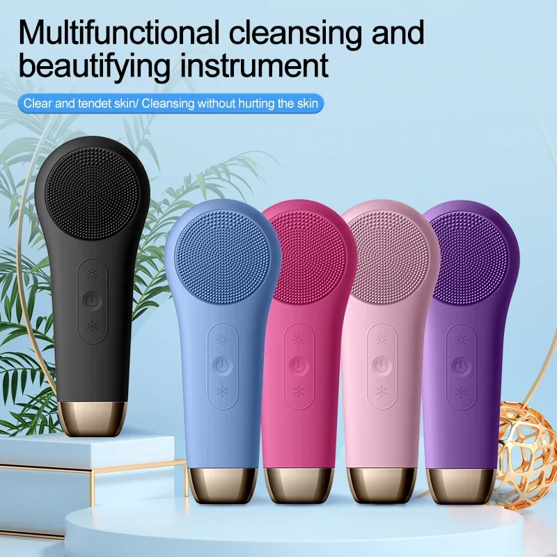 Electric Facial Cleansing Brush Ultrasonic Vibration Silicone Face Cleanser Deep Pores Washing Skin Blackhead Cleaning Massager