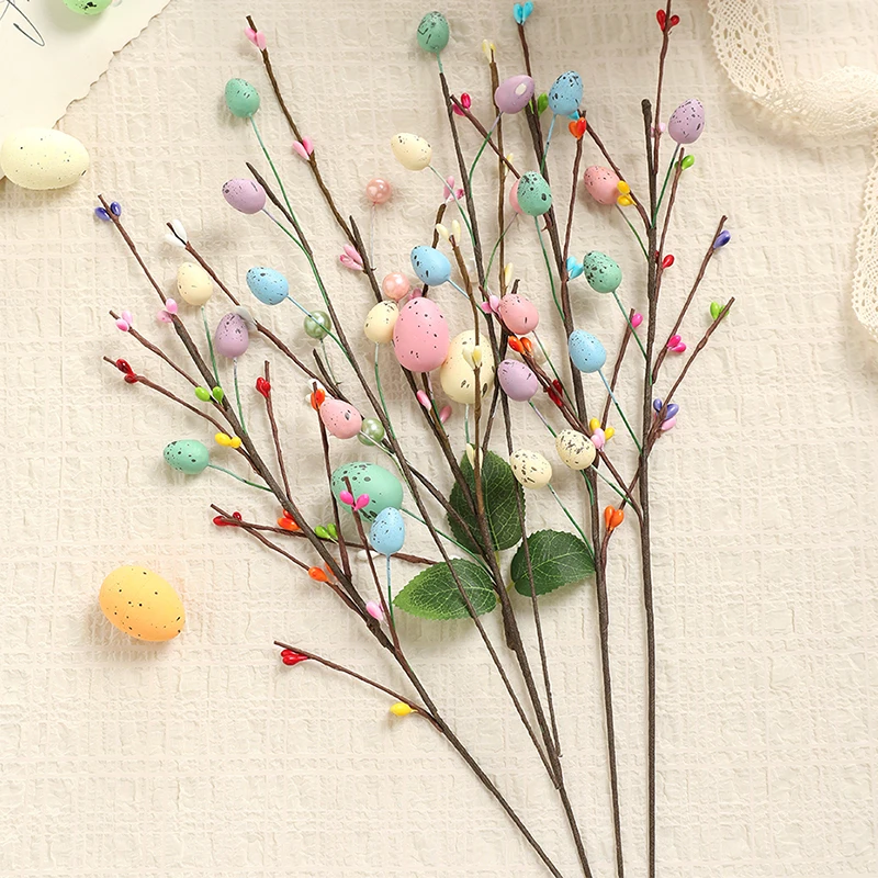

1/2Pcs Artificial Easter Flower Easter Colorful Egg Berries Decorations for Home Party Vase Flower Arrangement Centerpiece Decor