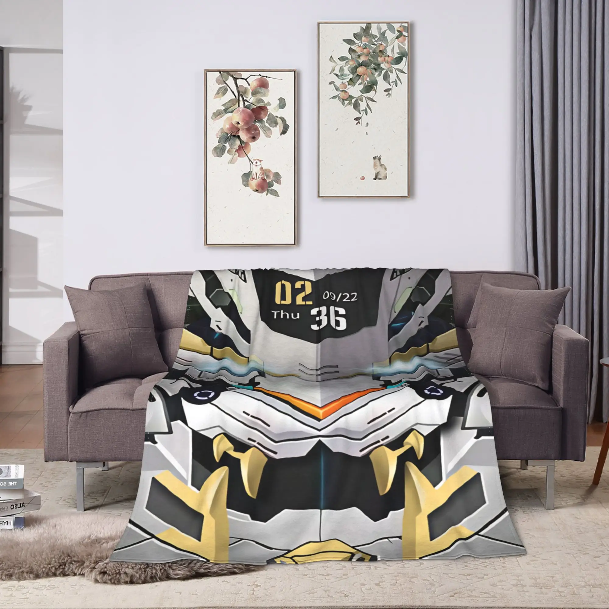 Glowing Mechanical Robots Print Soft Blanket  Kids Plush Bedding Throws Street Trend Home Decor Flannel Bedspread Sofa Bed Cover