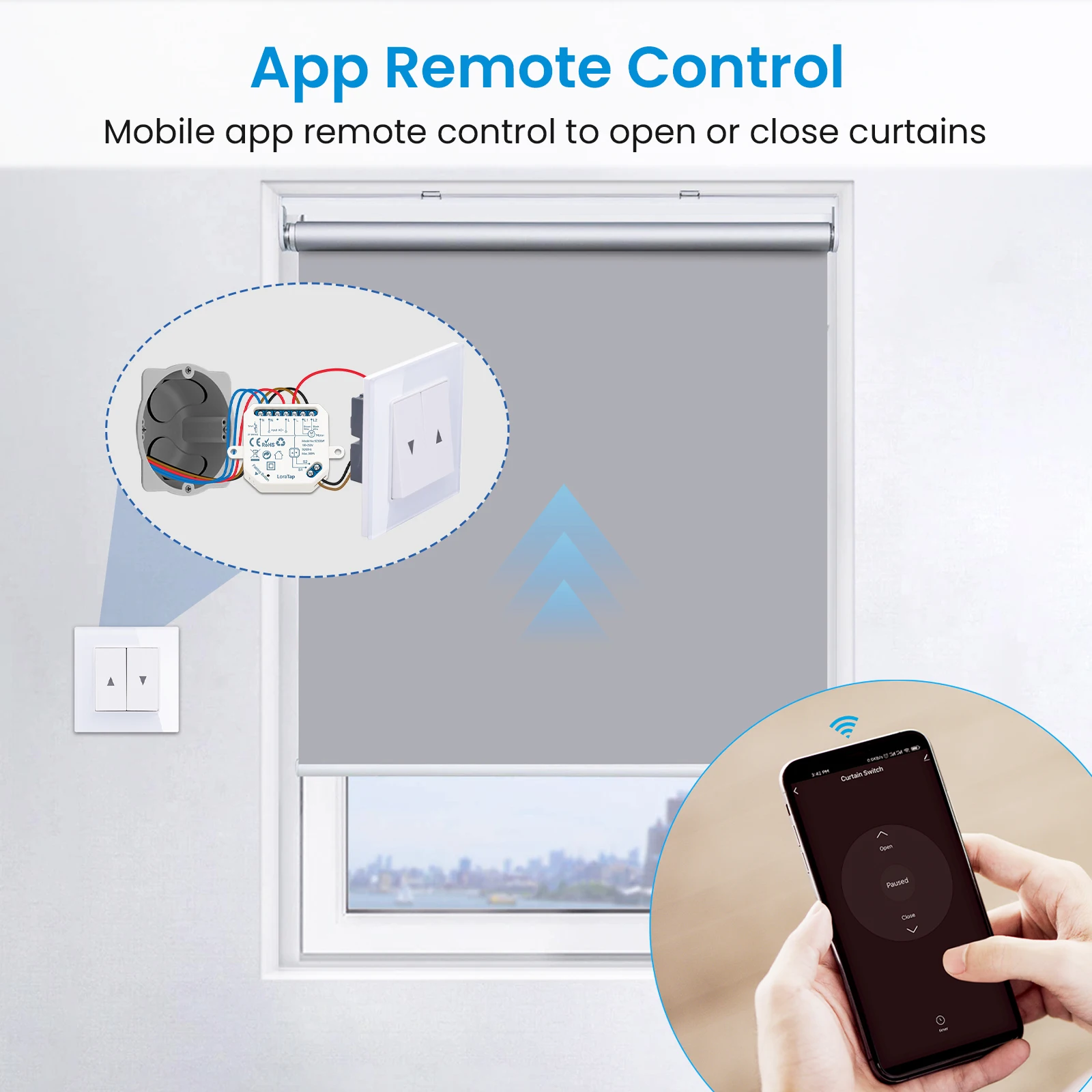 LoraTap Tuya Smart Life Curtain Blinds Roller Shutter Switch Relay Module App Remote Control Work with Alexa Google Assistant