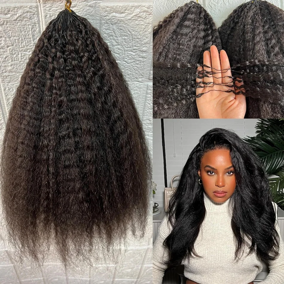 Kinky Straight Crochet Haarverlenging Maagdelijk Haar Feather Crochet Menselijk Haar Knooploze Voorgedeelde Bundels Menselijk Haar