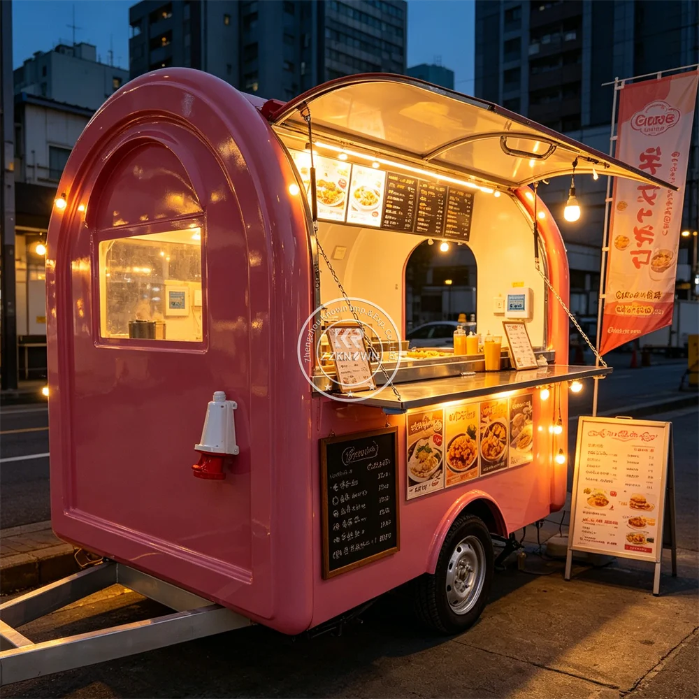 

Concession Trailer Custom Mobile Snack Van Street Food Kiosk Catering Hot Dog Burger Food Truck Trailer Fully Equipped
