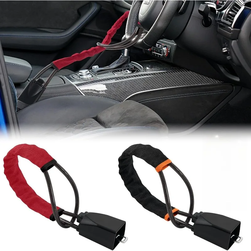 New Car Steering Wheel Lock With Seat Belt Socket Steel Rope For Truck SUV Van RV Universal Anti Theft Protection Device