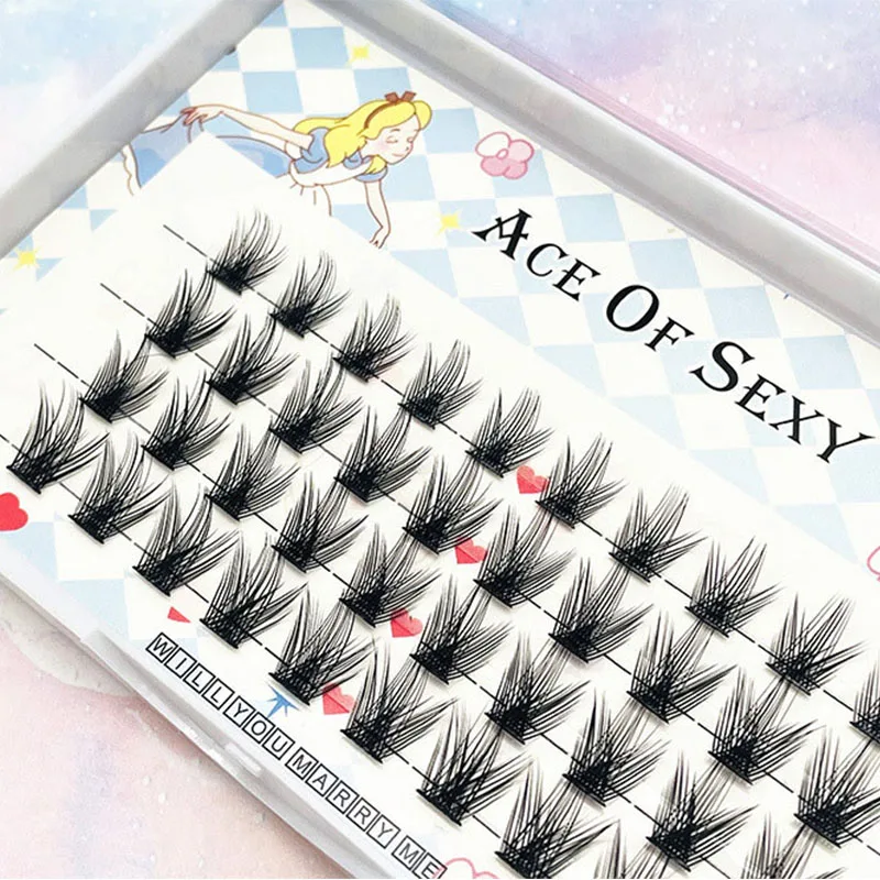 New Bushy Single Cluster Comic False Eyelashes Segmenial Curling Lazy Trilogy Fine Stem Eyelash Makeup Products