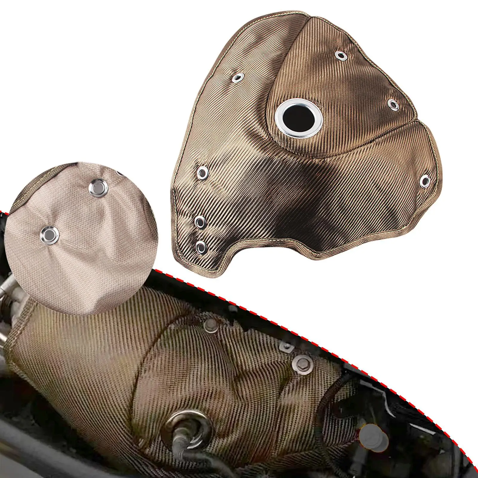 ผ้าห่มเทอร์โบอุปกรณ์เสริมในรถยนต์ไทเทเนียมฝาครอบหมวกรถหมวกสะดวกติดตั้งง่ายโล่ความร้อนเทอร์โบสําหรับ N14 N18