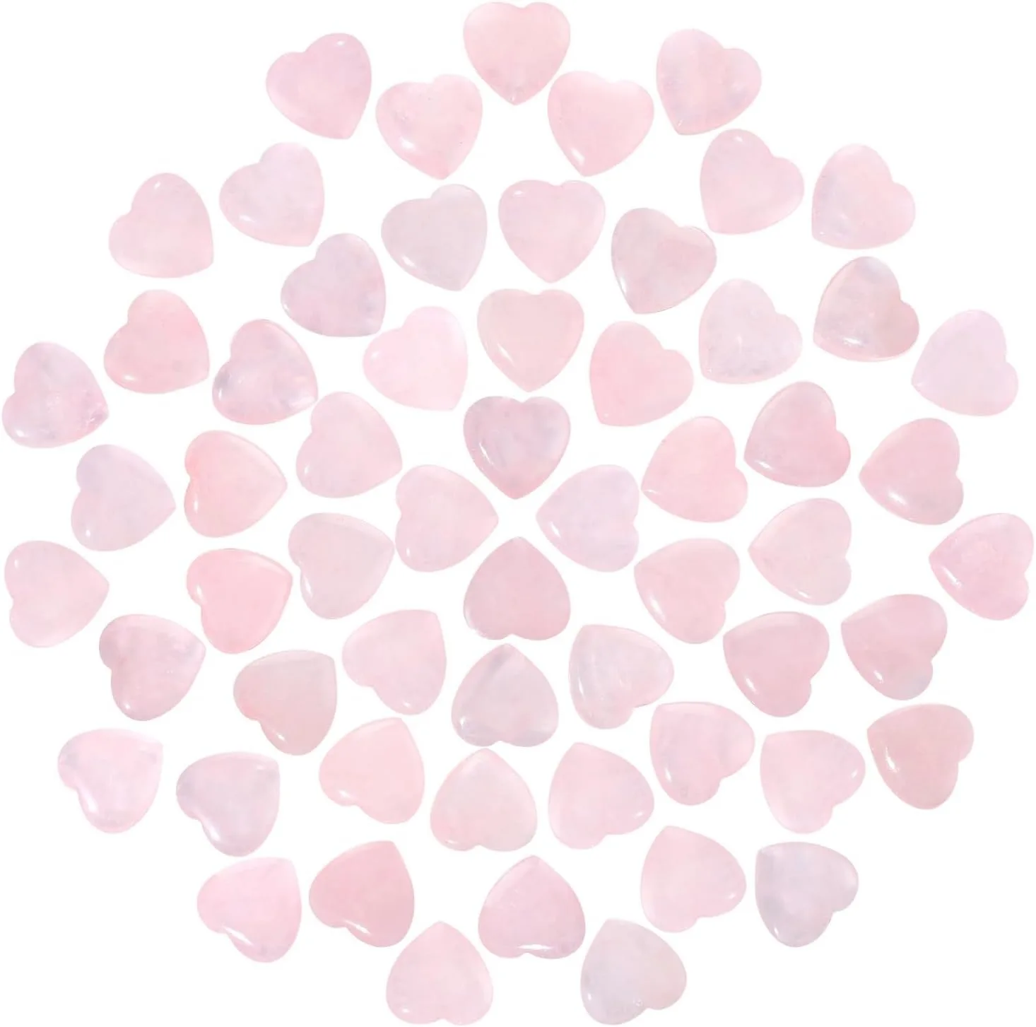 10Pcs Rose Quartz Crystals,Heart Natural Polished Crystal Healing Stone Worry Stone Bulk,Love Carved Palm Thumb Gemstone