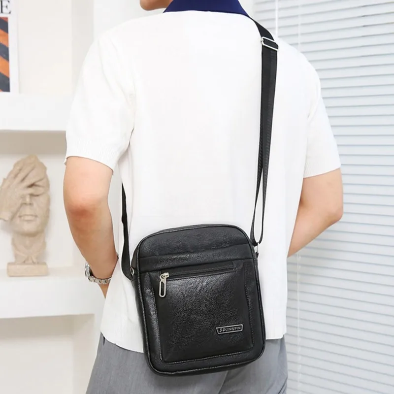 

Men's Crossbody Bag Vintage Fashion Casual PU Business Large Capacity Handbag Practical And Durable Male's Shoulder Bags