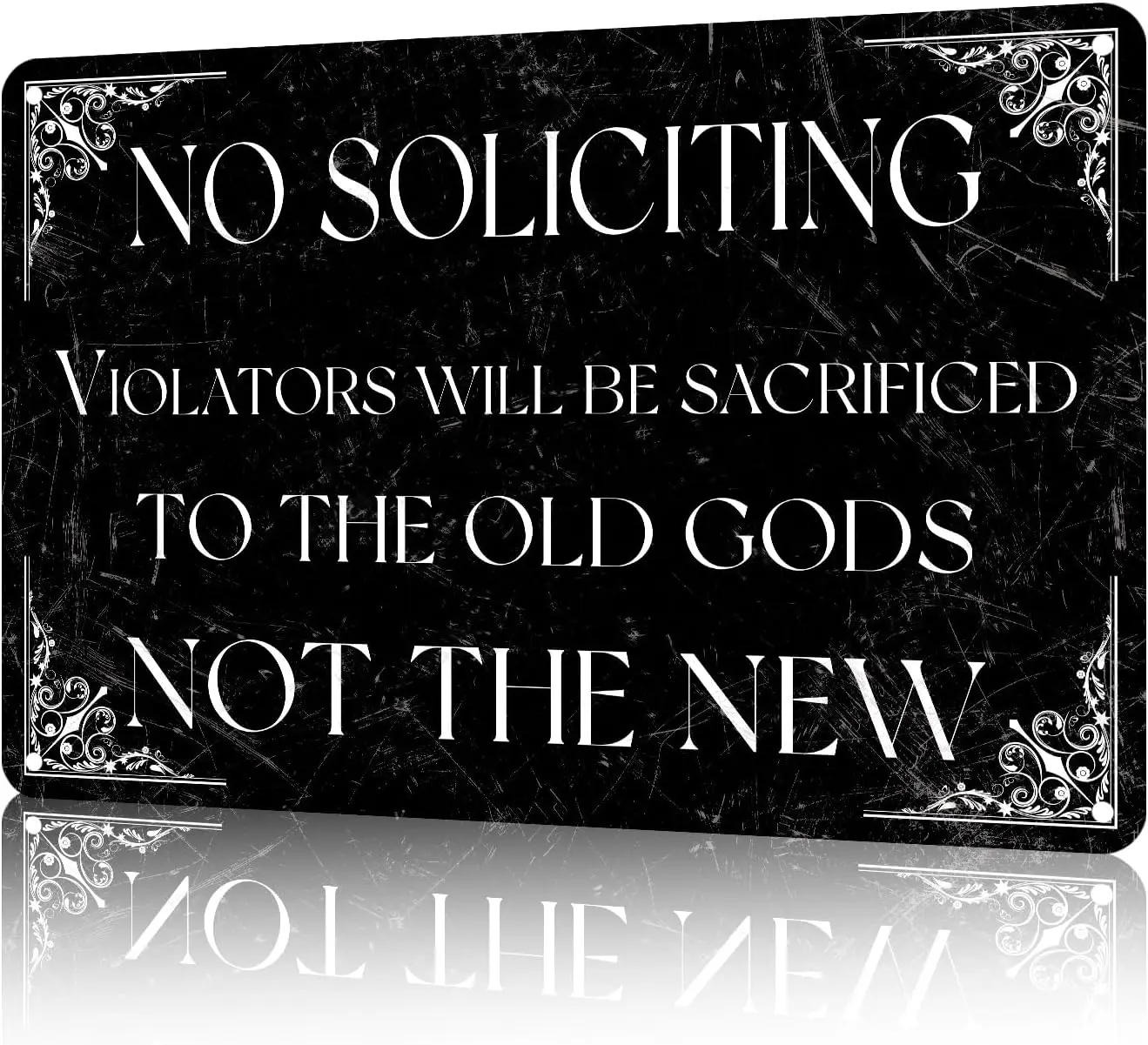 1p,No Soliciting Dark Humor Tin Sign Black Gothic Vintage Witchcraft Halloween Decoration Iron Poster Painting Tin Sign
