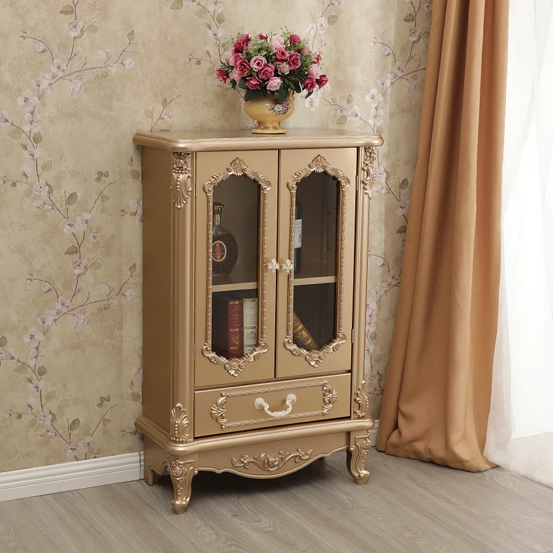 New European luxury wine cabinet, champagne gold edge cabinet, locker, champagne color side cabinet