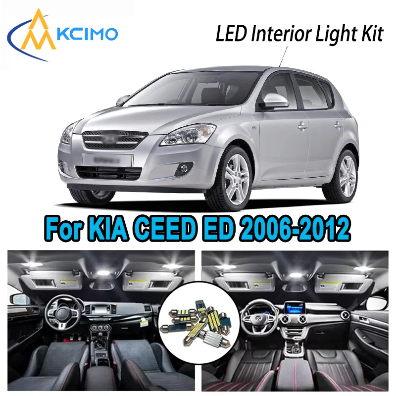 

For KIA CEED ED 2006-2012 2007 2008 2009 2010 Premium Bright LED Interior Dome Map Trunk Light Kit Car Led Lamps Canbus No Error