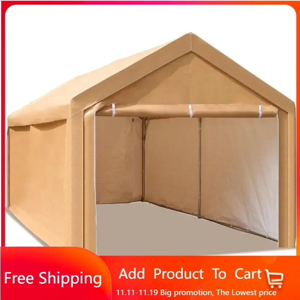 Carport Car Port Canopy 10x20 ft Heavy Duty, Portable Garage Shelter Car Tents All Weather, Carports with Removable Sidewalls