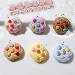 10Pcs Cartoon Color Candy Bean Biscuit Resin Charms Kid Simulation Food Toy Craft Supplies DIY Keychain Jewelry Decorate Pendant