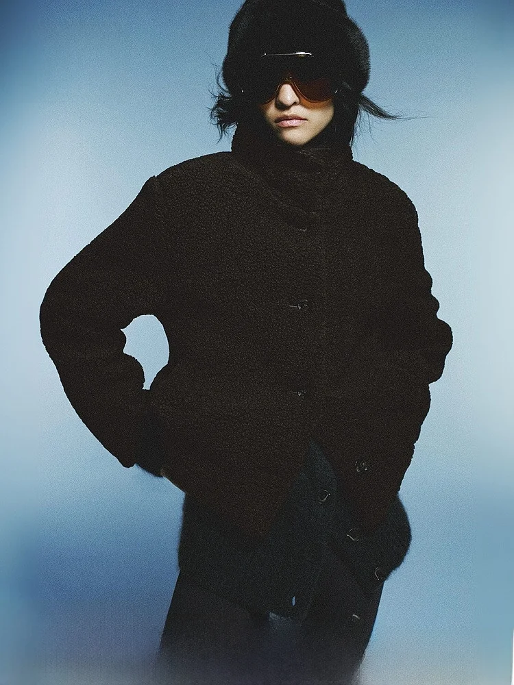 

H&M Women's ort Jaet Spring New Cold-resistant Plu Aesthetic Warm Teddy Fce Jaet 305373 Cute Sle Regular Length