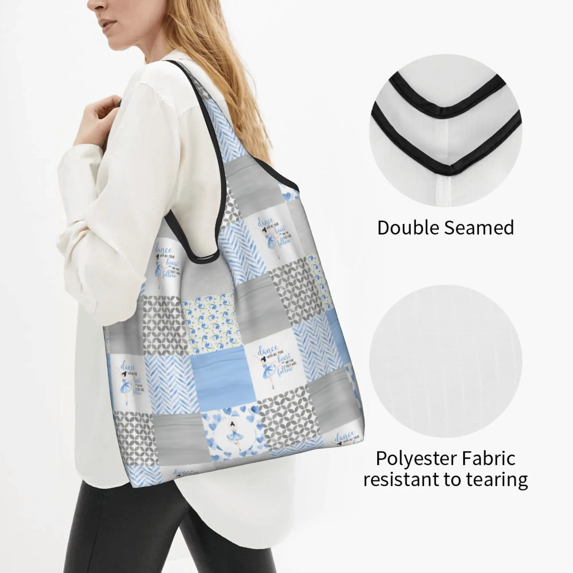 Ballerina Lover  Grocery Shopping Tote Bags Women Funny Ballet Dance Lover  Shoulder Shopper Bags Large Capacity Handbags