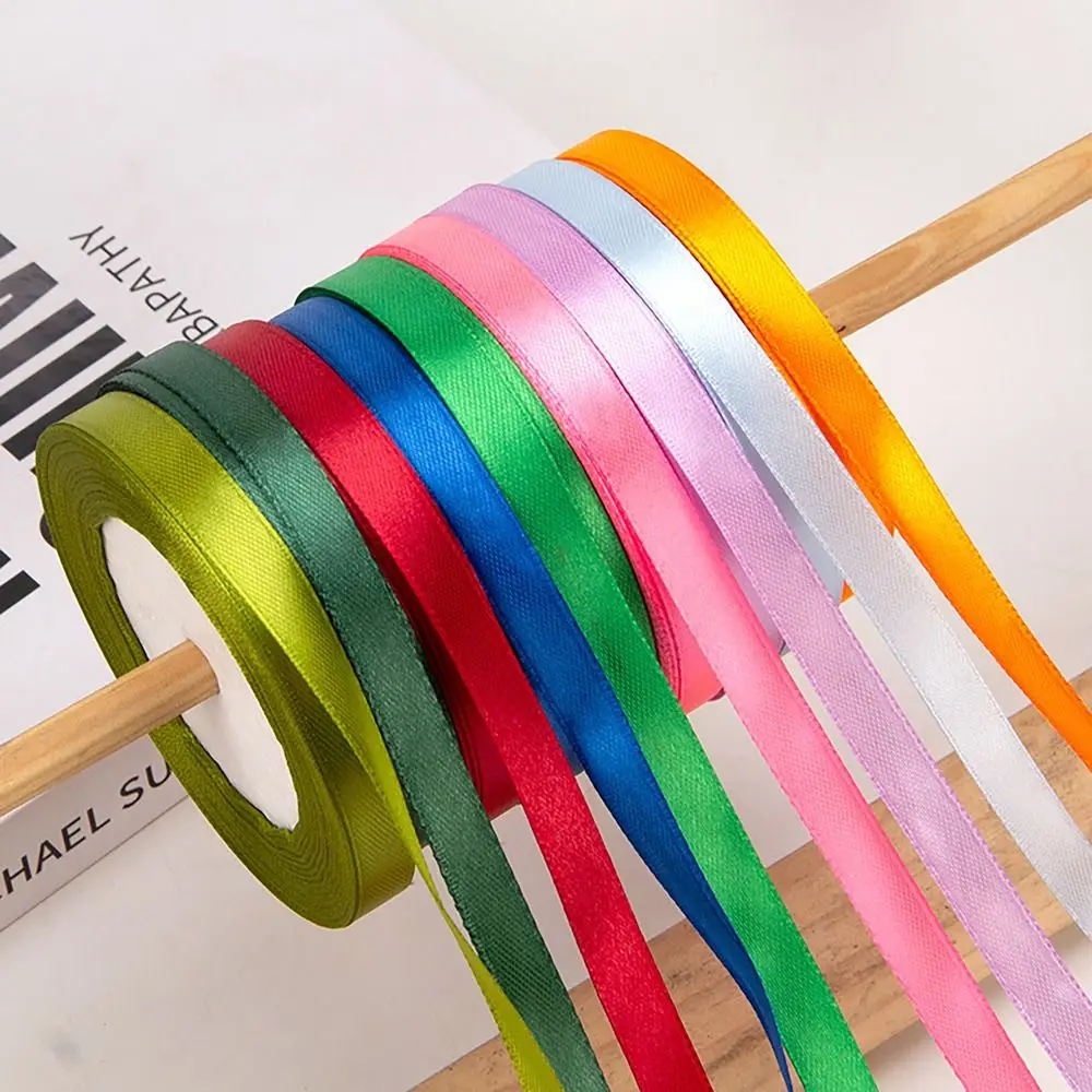 Colorful 25yards/roll Satin Ribbon DIY Tool 10 Colors Gift Packing Ribbon 1cm Width Roll Fabric Cake/Gift Box Decor