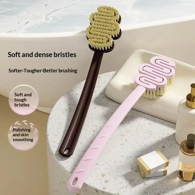 Long Handle Shower Back Brush Soft Bristle Ergonomic Design For Daily Bathing Deep Exfoliating Skin Cleansing
