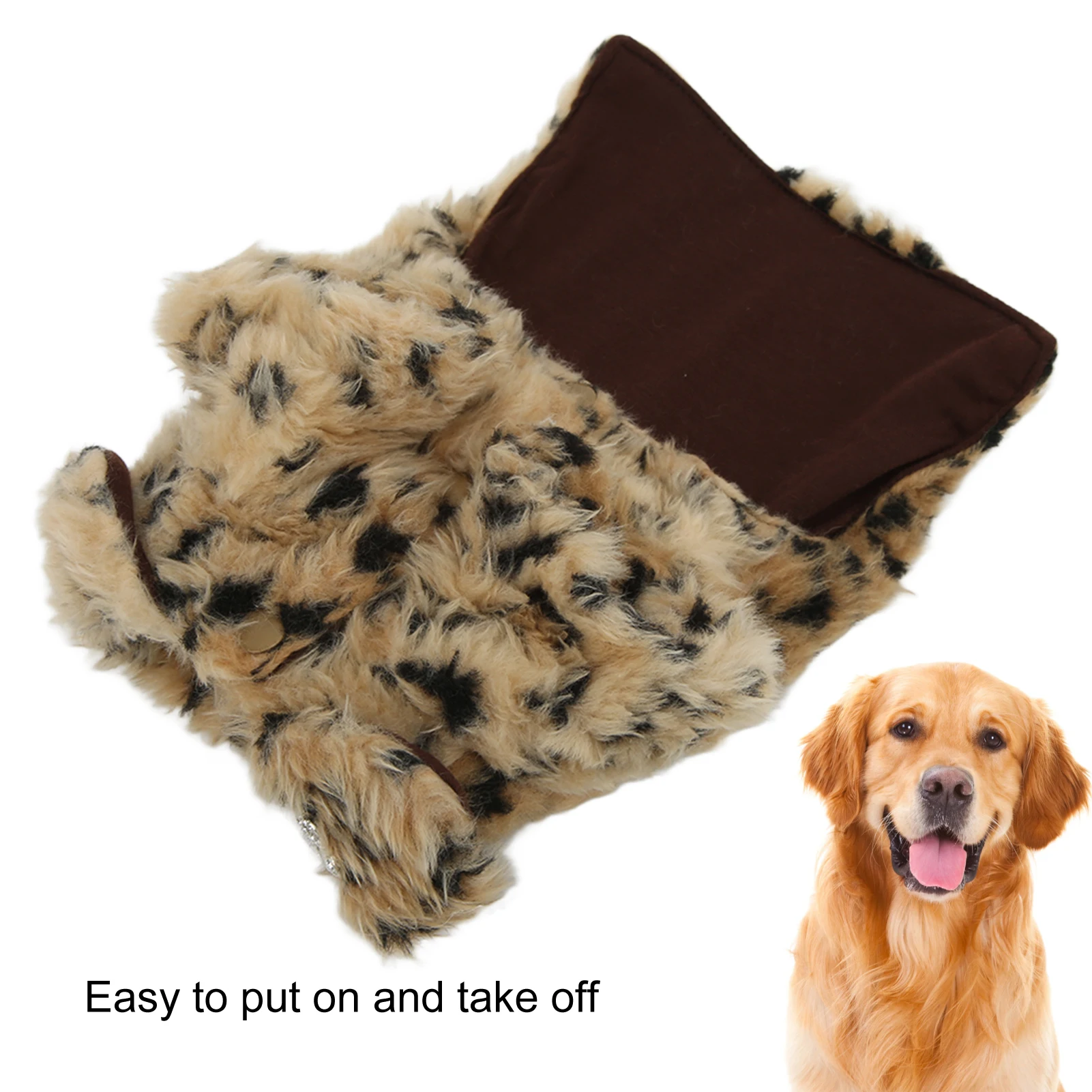 Pet Leopard Print Cloak Cute Retro Stylish Puppy Plush Jacket For Autumn And Winter