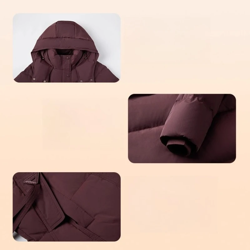 Piumino lungo da donna Chericom 2025 inverno caldo con cappuccio colletto alla coreana piumini solido vintage semplice capispalla femminile Y309136Y