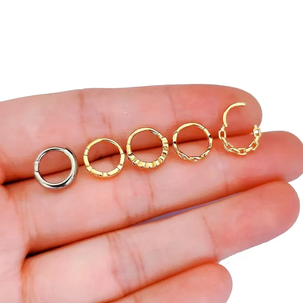 Flower Moon Heart Tush Teardrop Septum Piercing Drop Clicker Segment Nose Ring Daith Conch Hoop Earring 316L Surgical Steel 16G