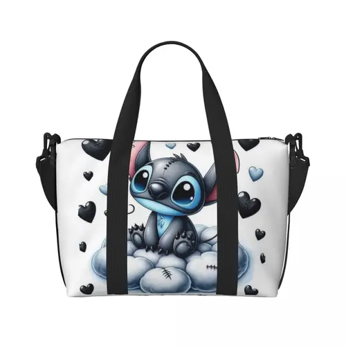 Imagen 1 del producto Bolso grande personalizado de SLilo y Stitch con dibujos animados para mujer, bolso de viaje para compras de Anime, hombro, playa, gimnasio