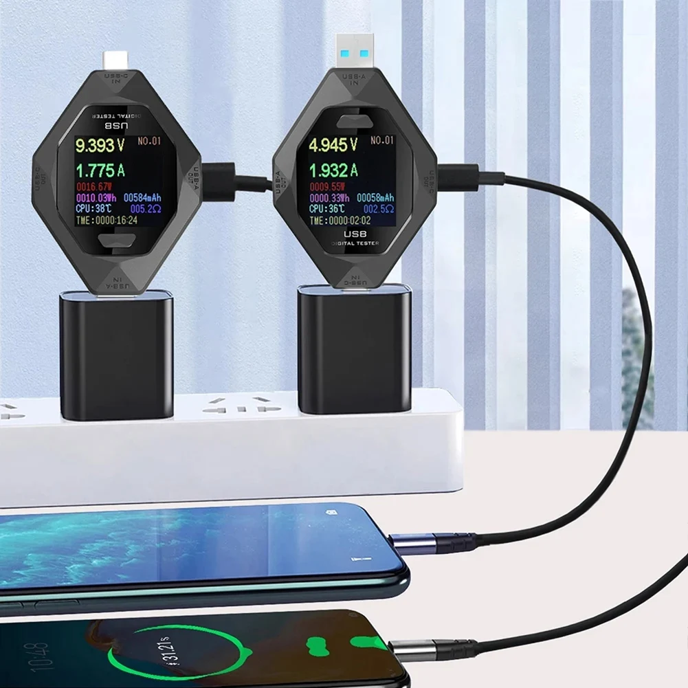

A63X-Новый многофункциональный измеритель напряжения и тока типа C и USB 1,44 дюйма, анализатор обнаружения мощности с быстрой зарядкой, инструменты для тестирования