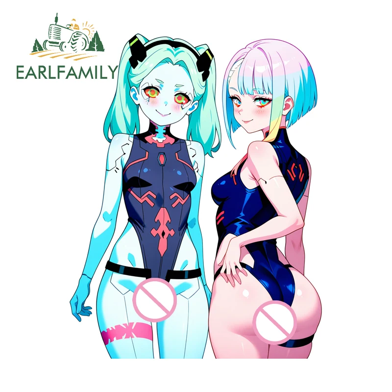 EARLFAMILY Lucy X Rebecca Car Stickers Partner Sisters Fashionable Computer Host Tumbler Decal Suitable For Any Smooth Surface