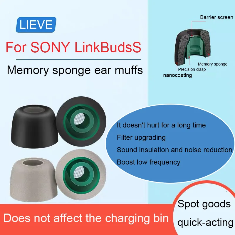 

For SONY LinkBuds S Filter Earbuds Cover Wireless Bluetooth Noise Cancelling Earbuds Cover Polyurethane Ear Cap Accessories