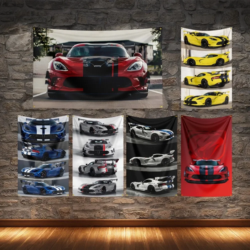 Dodge Viper GTS-R Flagge Polyester Digitaldruck Super Racing Banner zur Dekoration