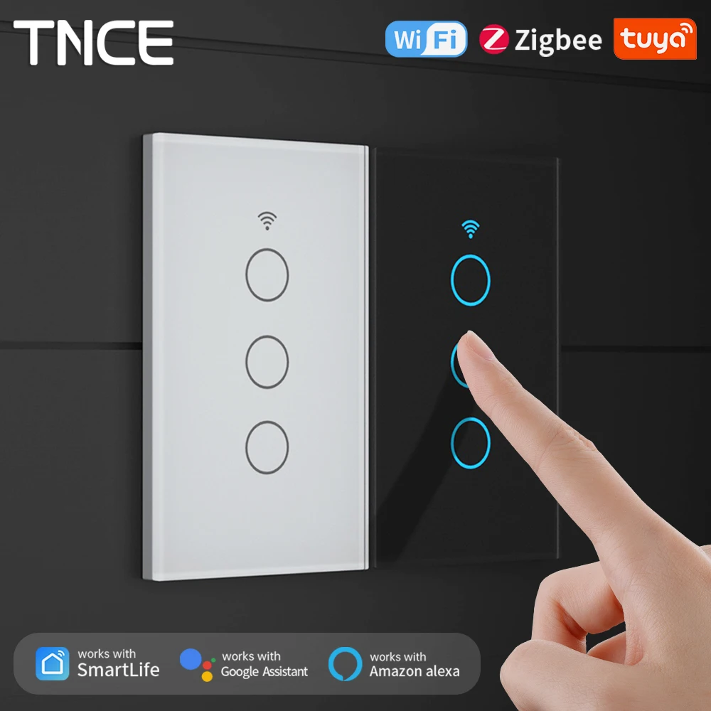 TNCE Tuya WiFi/Zigbee Smart Switch سلك محايد/لا يتطلب سلكًا محايدًا 1/2/3/4 مفتاح لمس عصابة يعمل مع Alexa Google Home #1