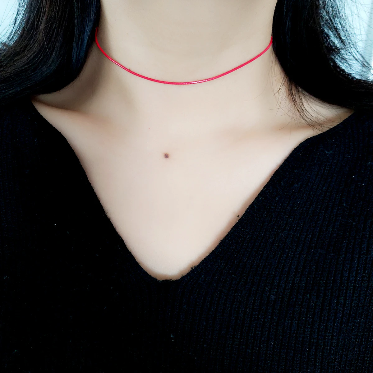 Hip hop rock Red wax rope choker collar neck with choker Necklace Women's Summer Accessory ornament