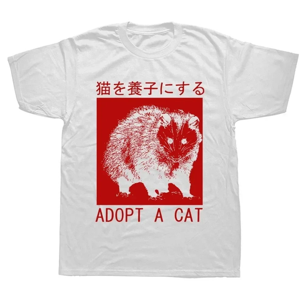 Adopt A Cat Opossum Japanese T Shirts Graphic Women Streetwear Short Sleeve Birthday Gifts Summer Style T-shirt Womens Clothing