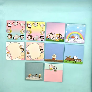Bloc de notas Kawaii de Disney Snoopy, notas adhesivas, bonito Bloc de notas de papelería, etiqueta, suministros escolares de oficina, regalo para niños