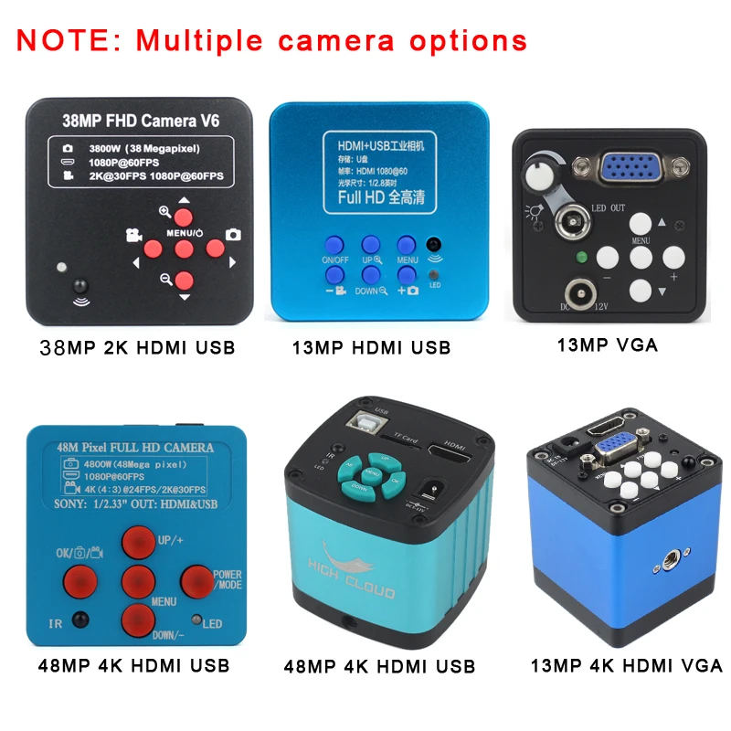 1080P 48MP 2K 4K HDMI USB VGA C Mount Video Camera 50X 100X Simul-Focal Stereo Trinocular Microscope Phone Soldering PCB Repair