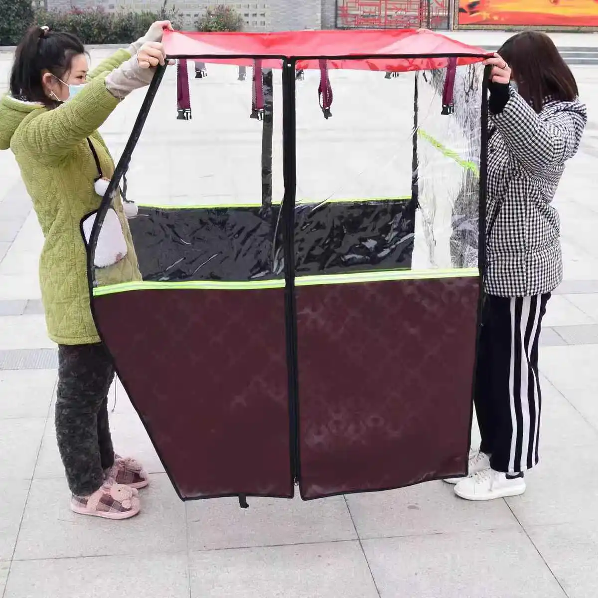 Electric Tricycle Shed Canopy Fully Enclosed Cab Front Hood Curtain Fully Transparent Thickened Wind and Rain Moto Accessories