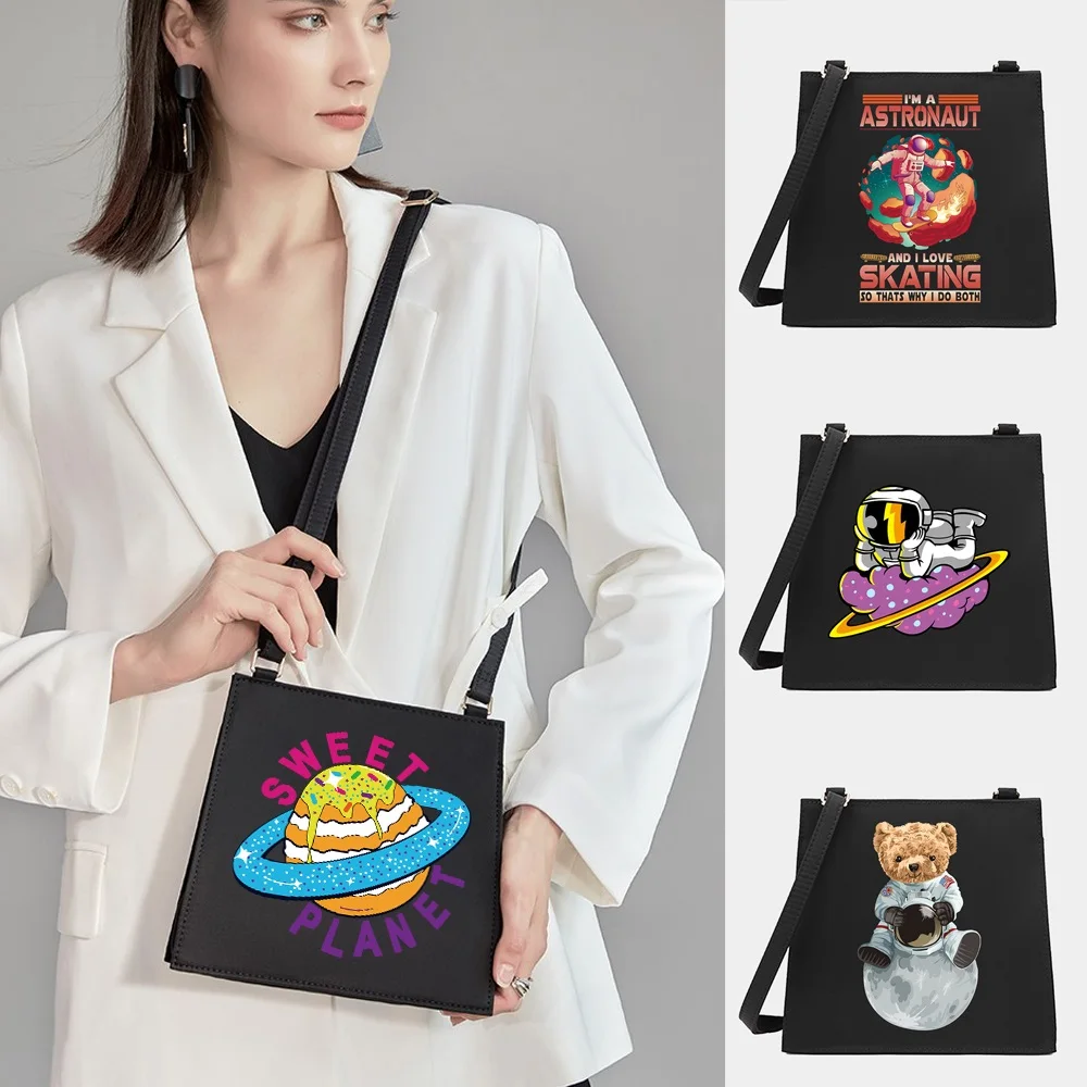 

New Fashion Wild Women Shoulder Messenger Small Square Bags Trendy Astronaut Series Pattern Designer Commute Handbag Tote Bag