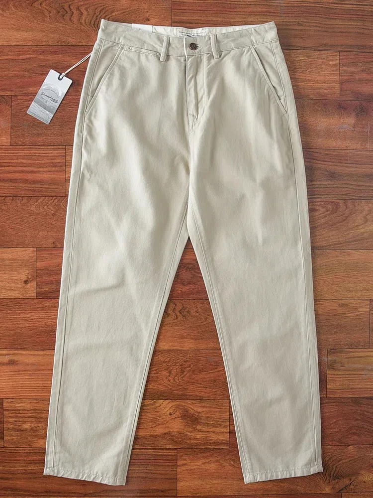2024 Spring and Autumn New American Retro Heavyweight Woven Twill Casual Pants Men\'s Simple 100% Cotton Washed Straight Trousers