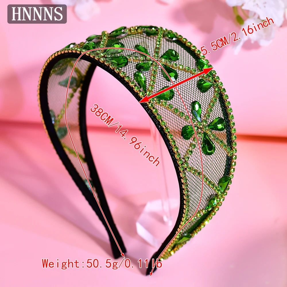 HNNNS Red Rhinestone Headband Shiny Baroque Hair Hoop Luxury Crystal Hair Accessory Wedding Party Headwear A30