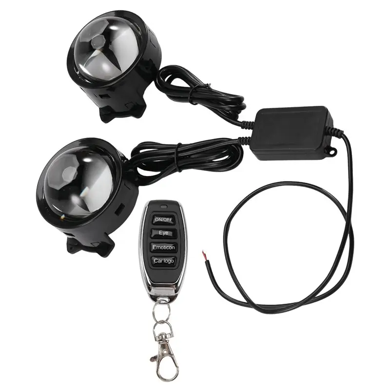 A80X-LED Ambient Light 3 Inch LED Lens Universal Devil' S Eyes Dynamic 33 Mode 12V Car Headlight Cool Lamp Remote Controller A