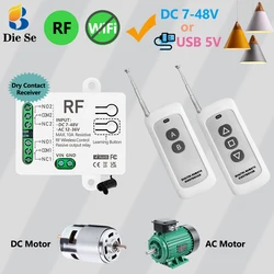 RF433MHz Remote Control Transmit 500m DC 12V 24V 10A 2CH Wireless Switch Universal Garage Receiver Relay for Roll Shutter Door