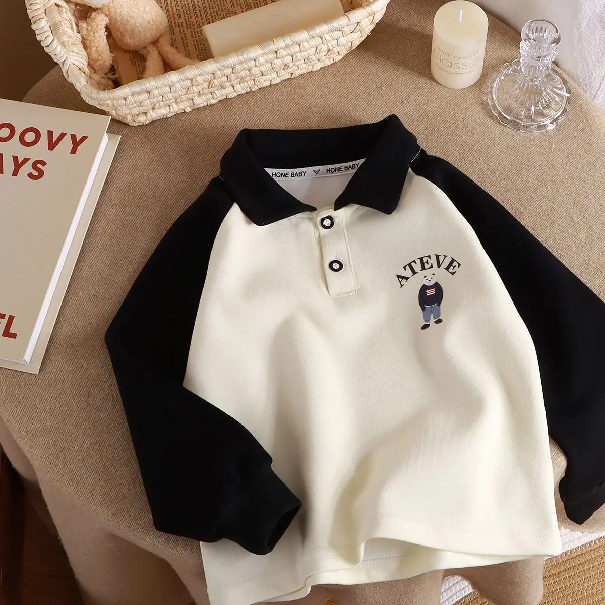 1-12Y Kore Moda Erkek Bebek Kız Pamuk Tişörtü Bebek Yürüyor Çocuk Patchwork Gömlek 2023 İlkbahar Sonbahar Bebek Gençler Giysileri