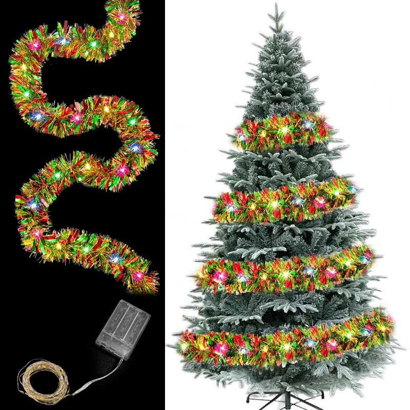 2026 عيد الميلاد جارلاند تألق بهرج الشريط الملون عطلة الإضاءة السنة الجديدة شجرة عيد الميلاد الزفاف داخلي الطرف الديكور