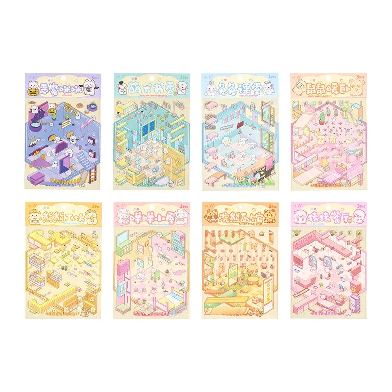 Adults Kids Stress Relief 3D Miniature Scene Stickers Creative DIY Decoration Craft Party Favors 2026 New Year Fashion Gift