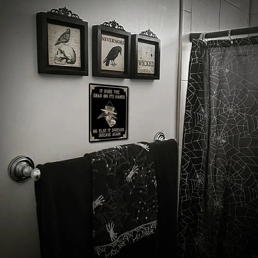 1pc Flinelife Plague Doctor Wash Your Hands Mtal Tin Sign  , 8 X 12, Gothic Bathroom Decor,A Great Goth Touch For Kitchen