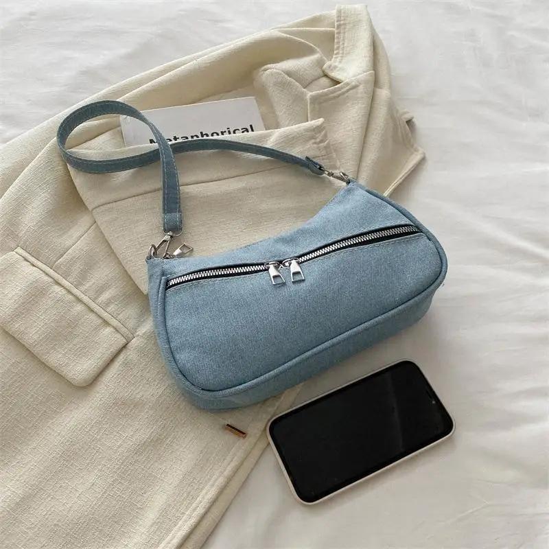 2024 New Women Bag Korean Fashion Denim Shoulder Bag Handbag Purse Girls Bag Office Lady