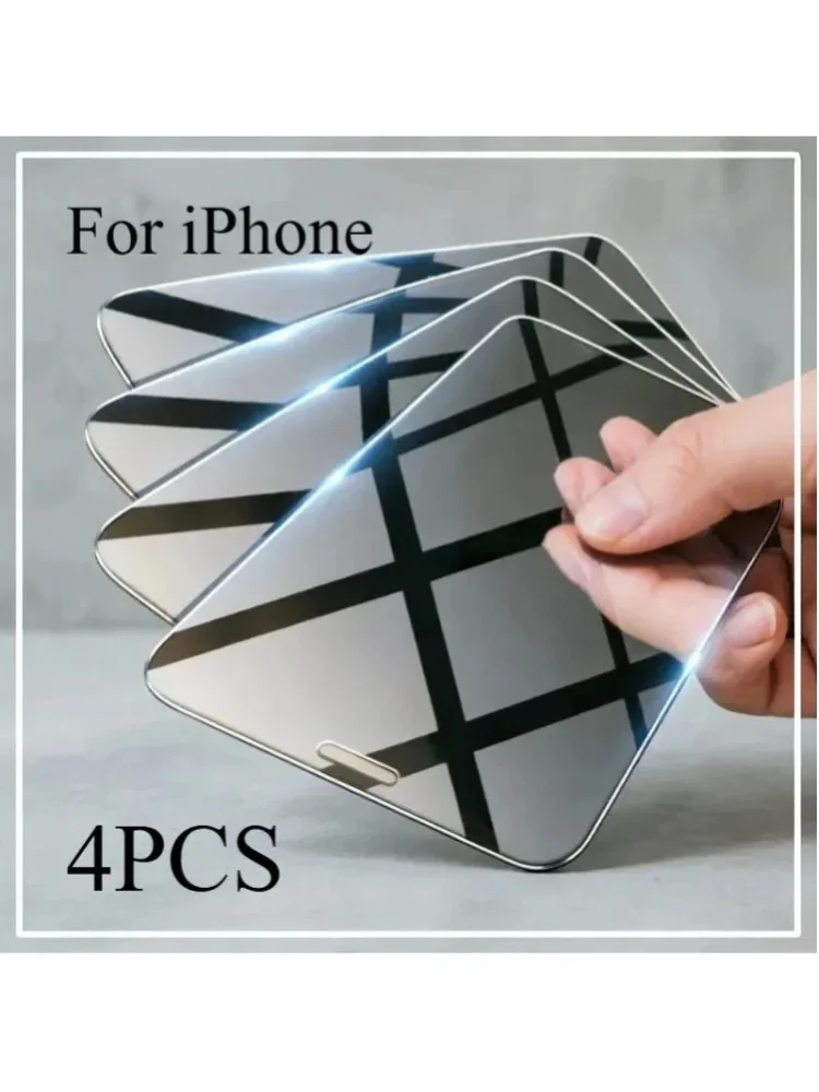 4 Stück Hochhärte-Schutzfolie aus gehärtetem Glas für iPhone 6 7 8 SE 11 12 13 Mini 14 15 16 17 Pro Max Kratzfester Displayschutzfilm