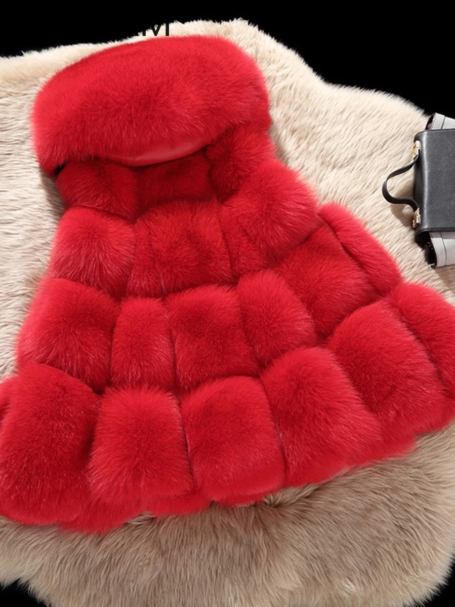 100 % natürliche Fuchspelz-Weste für Damen, mittellang, ärmellos, echter Pelzmantel mit Kapuze, 2025, hochwertige Winterkleidung, Yng